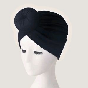 Round Decor Pre-Tied Knot Turban Hat in Navy |  NWOT